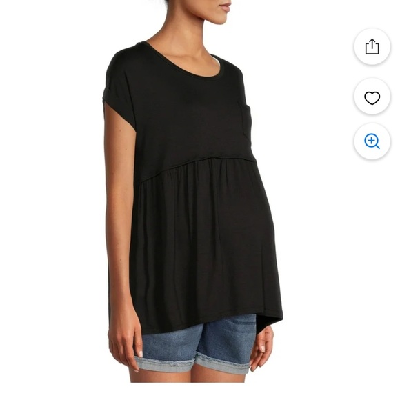 Time and Tru Maternity Shirt Baby doll peplum Top Black size Medium - Picture 1 of 12
